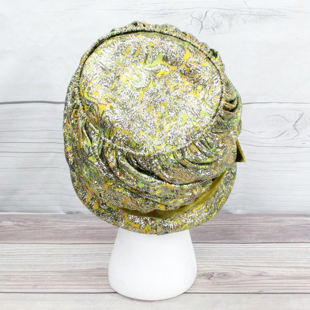 Vintage! Union Made U.S.A. Green Gold Studded Hat - Picture 3 of 11